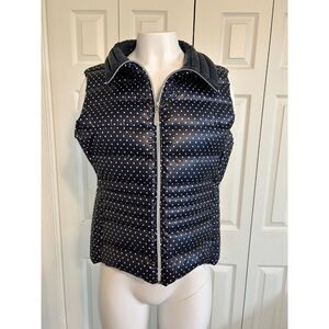 Vince Camuto womens Navy Blue wit Polka Dots Puffer Down Vest